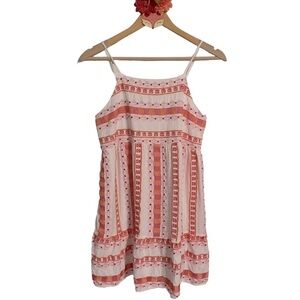 Savanna Jane pink and orange embroidered mini dress with banded back size M